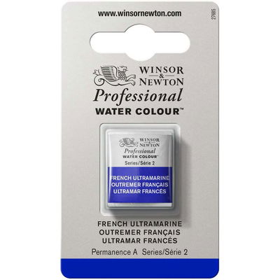 Förpackning med Winsor & Newton Professional akvarellfärg French Ultramarine halvkopp