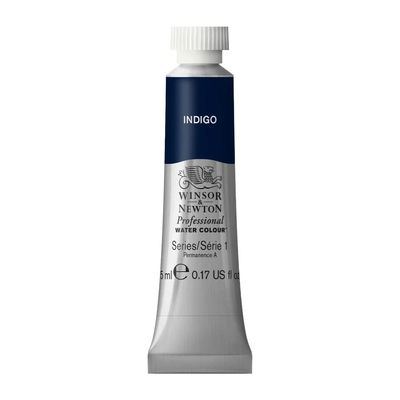 Förpackning med Winsor & Newton Professional akvarellfärg Indigo 5 ml tub