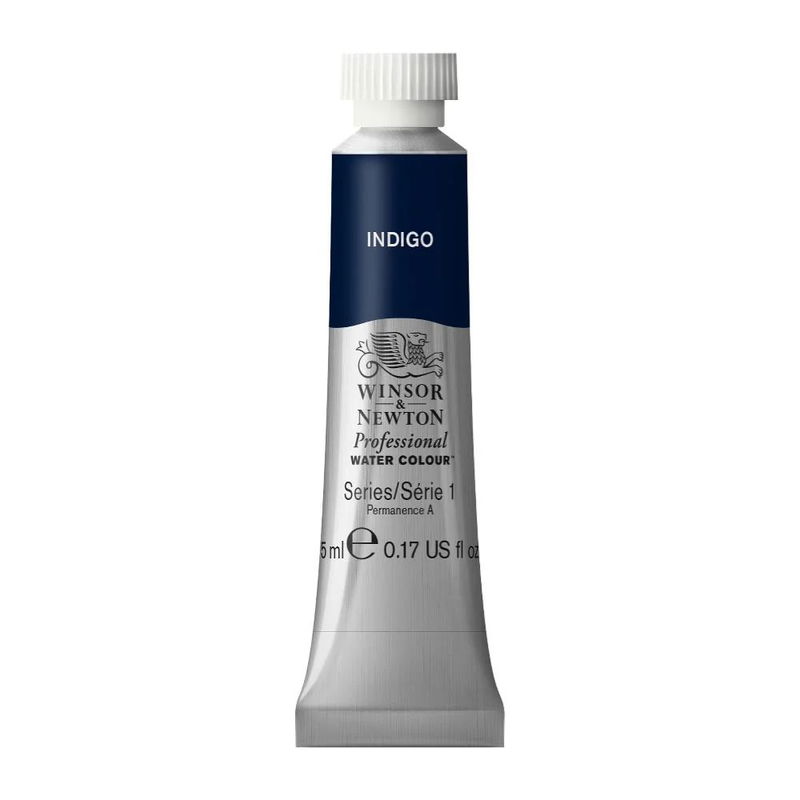 Förpackning med Winsor & Newton Professional akvarellfärg Indigo 5 ml tub