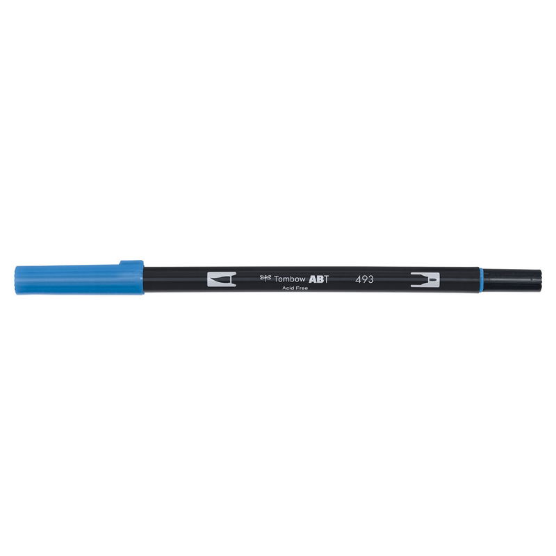 Vattenbaserad penna med två spetsar, en fineliner och en penselspets, Tombow ABT Dual brush Reflex Blue