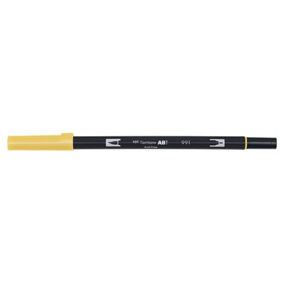 Vattenbaserad penna med två spetsar, en fineliner och en penselspets, Tombow ABT Dual brush Light Ochre