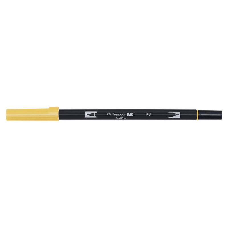 Vattenbaserad penna med två spetsar, en fineliner och en penselspets, Tombow ABT Dual brush Light Ochre