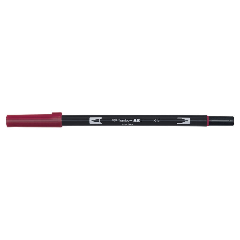 Vattenbaserad penna med två spetsar, en fineliner och en penselspets, Tombow ABT Dual brush Cherry