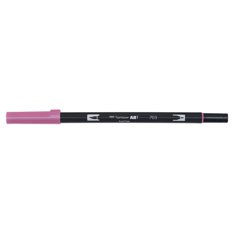 Vattenbaserad penna med två spetsar, en fineliner och en penselspets, Tombow ABT Dual brush Pink Rose