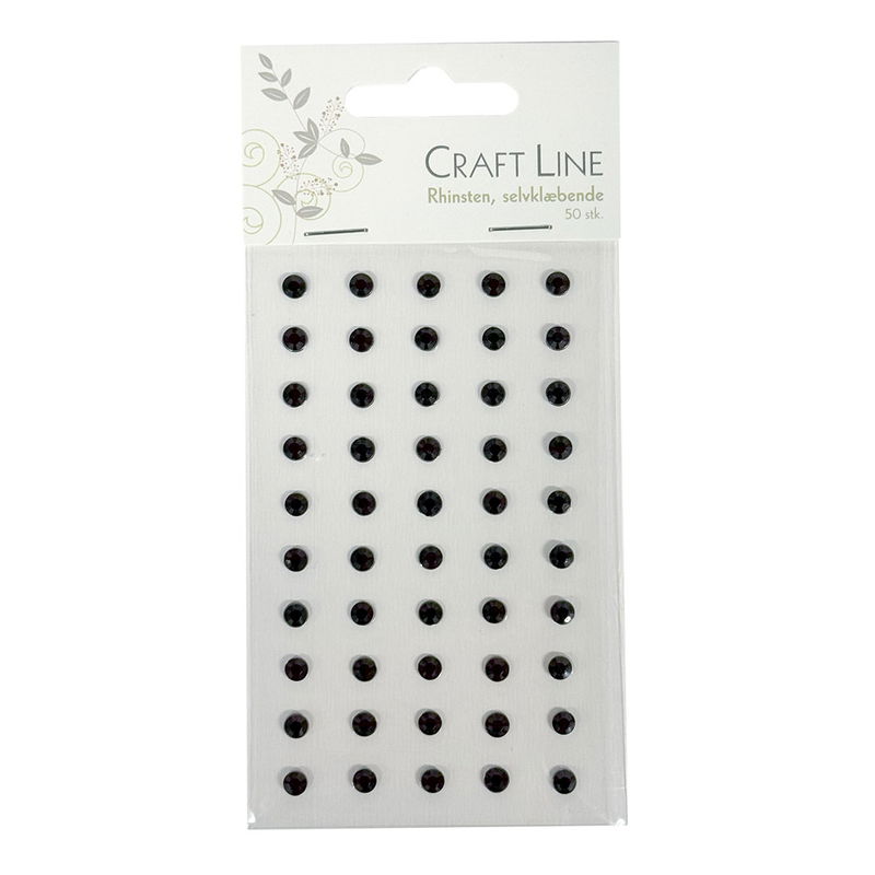 Självhäftande rhinestones Svart 5 mm, 50 st