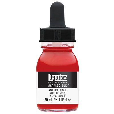 Flaska med pipett, Liquitex Professional Acrylic Ink 30 ml, Napthol Crimson