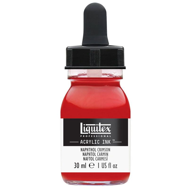 Flaska med pipett, Liquitex Professional Acrylic Ink 30 ml, Napthol Crimson