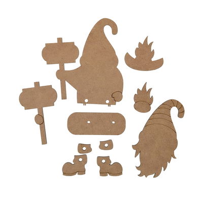 Tomte i trädelar, DIY-kit från Cria med utskurna MDF-delar att måla och montera själv