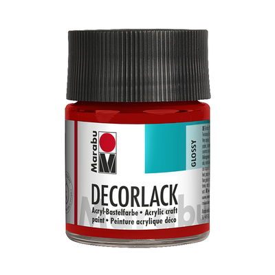 Marabu Dekorlack Acryl Cherry Red glasflaska, 50 ml. Blank och väderbeständig färg.