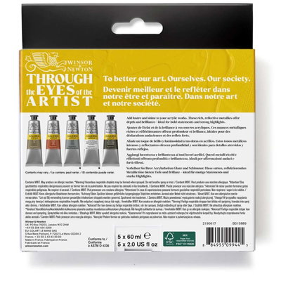 Baksida på Galeria Metallic Set 5x60 ml med innehåll och produktinformation