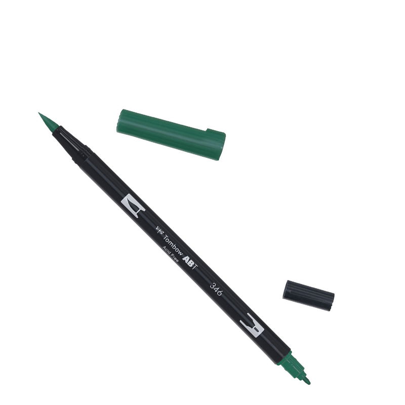 Tombow ABT Dual Brush, vattenbaserad penna med två spetsar, en fine och en brush, Sea Green 346