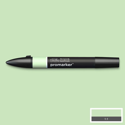 Winsor & Newton Promarker Meadow Green G339 marker med färgprov och bakgrund i samma ton