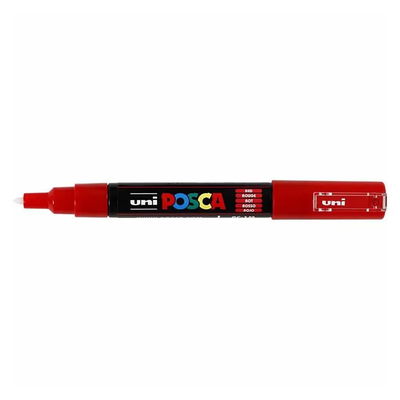 Posca PC-1MC Red med spets synlig, öppen marker sedd från sidan