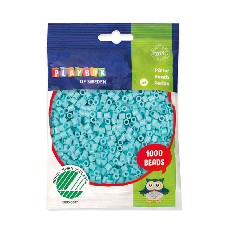 Rörpärlor pastellturkos 1000 st 5 mm Playbox Svanemärkta