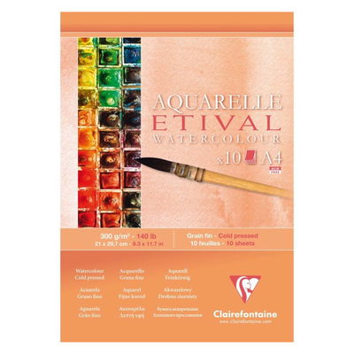 Clairefontaine Etival akvarellblock i a4-storlek. 300 grams papper, fin gräng,