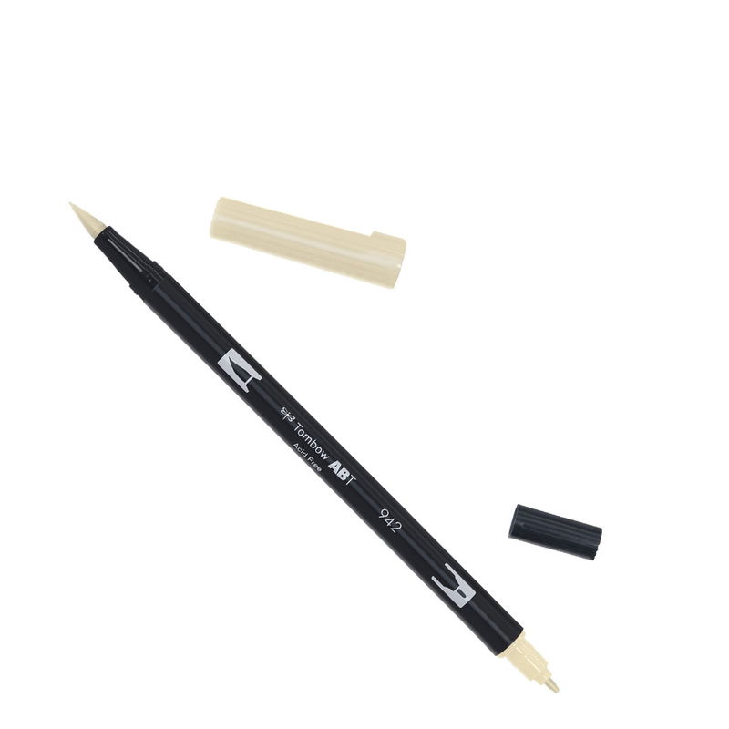 Tombow ABT Dual Brush, vattenbaserad penna med två spetsar, en fine och en brush, Cappuccino 942