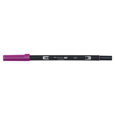 Vattenbaserad penna med två spetsar, en fineliner och en penselspets, Tombow ABT Dual brush Deep Magenta