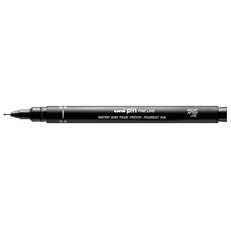 uni-pin fineliner, 0,5 Black. Ljusäkta och vattenresistent.
