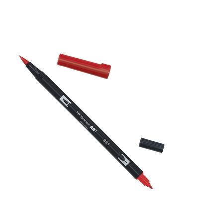 Tombow ABT Dual Brush, vattenbaserad penna med två spetsar, en fine och en brush, Warm Red 885