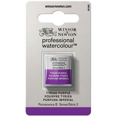 Förpackning med Winsor & Newton Professional akvarellfärg Tyrian Purple halvkopp