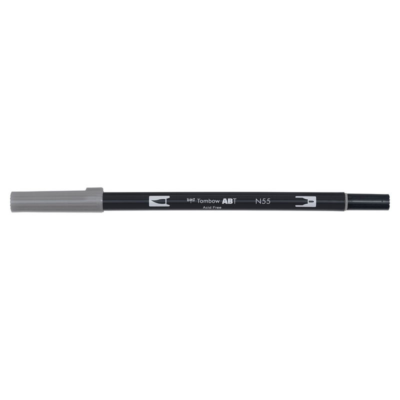 Vattenbaserad penna med två spetsar, en fineliner och en penselspets, Tombow ABT Dual brush Cool Gray 7