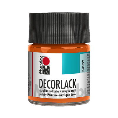 Marabu Dekorlack Acryl Orange glasflaska, 50 ml. Blank och väderbeständig färg.