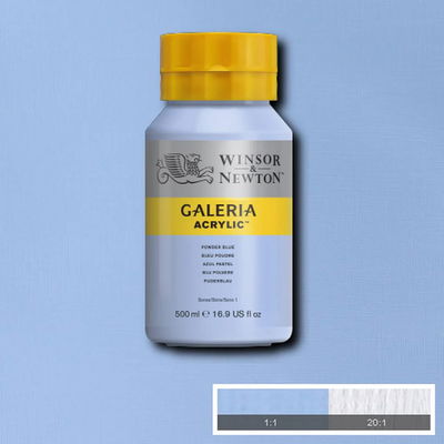 Flaska med 500 ml akrylfärg. Winsor & Newton Galeria Powder Blue
