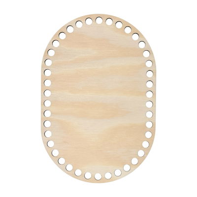 Rund bas till virkade korgar, 15x22 cm Oval bas till virkade korgar. Denna korgbotten har storleken 15x22 cm och är tillverkad i furu