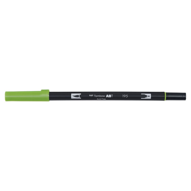 Vattenbaserad penna med två spetsar, en fineliner och en penselspets, Tombow ABT Dual Light Green
