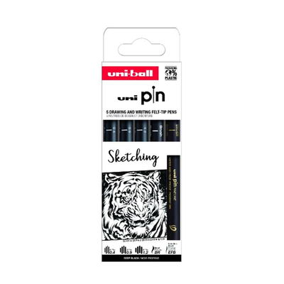 Uni-pin sketching set Uni-pin sketching set 5 st pennor, 3 fine liners och 2 st brush pen med olika spetsar