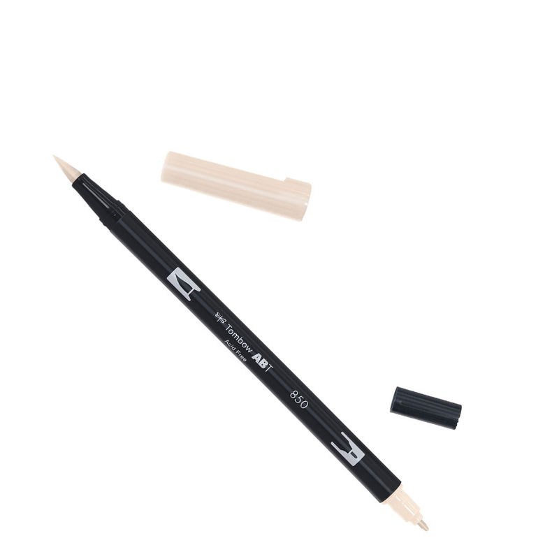 Tombow ABT Dual Brush, vattenbaserad penna med två spetsar, en fine och en brush, Light Apricot 850