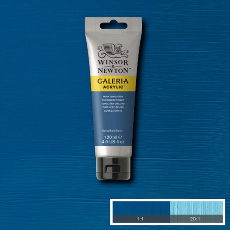 Tub med 120 ml akrylfärg. Winsor & Newton Galeria Deep Turquoise