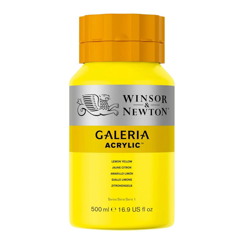 Tub med 500 ml akrylfärg. Winsor & Newton Galeria Lemon Yellow