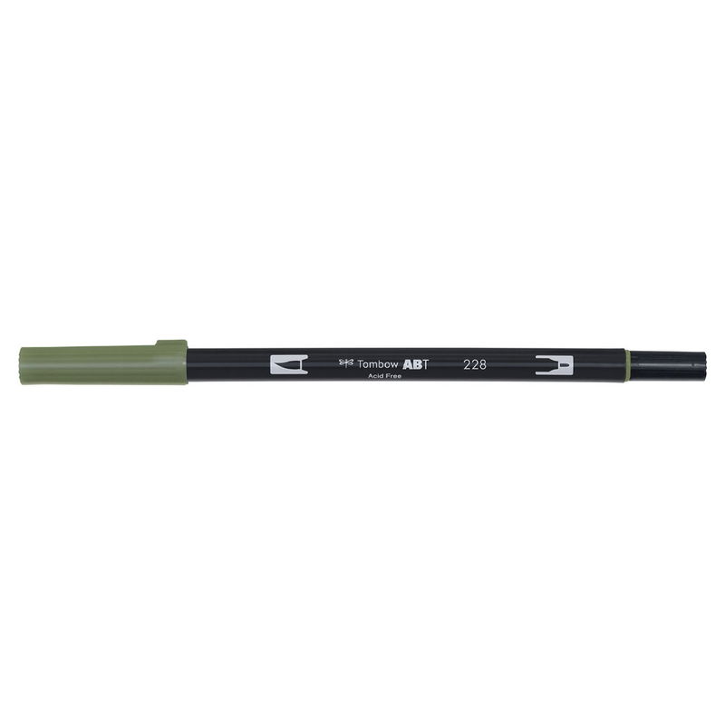 Vattenbaserad penna med två spetsar, en fineliner och en penselspets, Tombow ABT Dual Gray Green