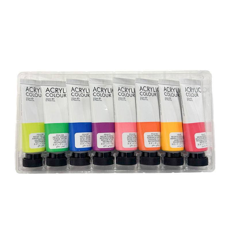 Acrylic Colour Neon akrylfärger 8x22 ml i tråg