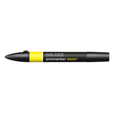 Winsor & Newton Promarker Neon Luminous Yellow NN YL marker med dubbelspets frilagd på vit bakgrund