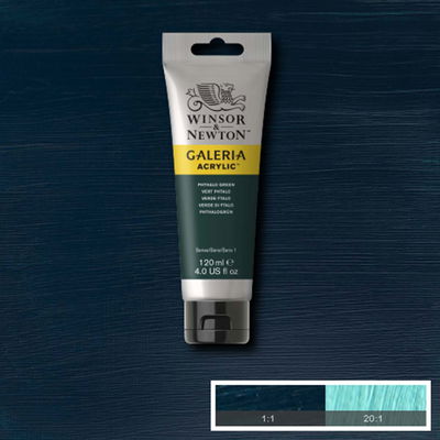 Tub med 120 ml akrylfärg. Winsor & Newton Galeria Phthalo Green