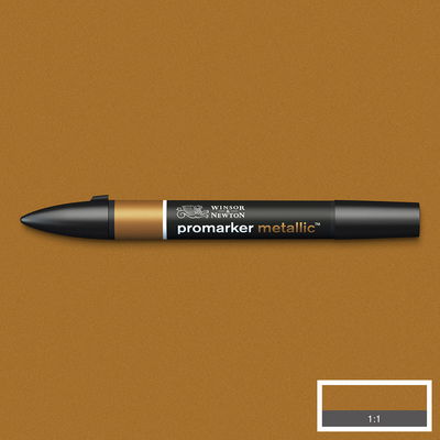 Winsor & Newton Promarker Red Gold MT RGOL marker med färgprov och bakgrund i samma ton