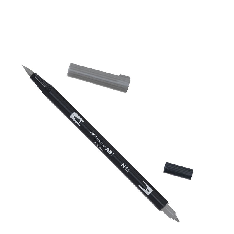 Tombow ABT Dual Brush, vattenbaserad penna med två spetsar, en fine och en brush, Cool Gray 10 N45