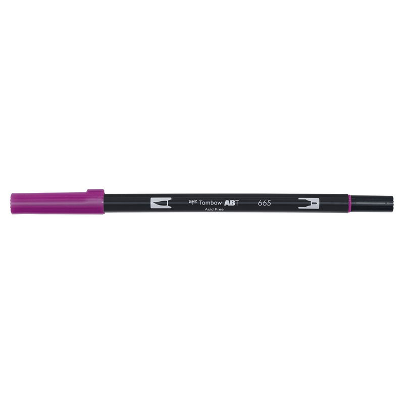 Vattenbaserad penna med två spetsar, en fineliner och en penselspets, Tombow ABT Dual brush Purple 665