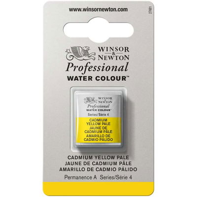 Förpackning med Winsor & Newton Professional akvarellfärg Cadmium Yellow Pale halvkopp