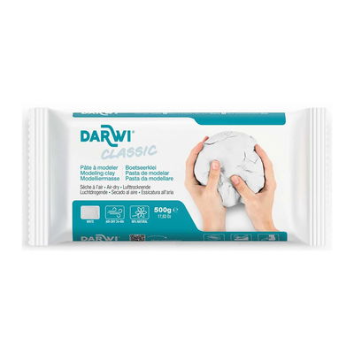 Vit lufttorkande lera Darwi Classic 500 gram Darwi Classic lufttorkande lera vit 500 gram förpackning
