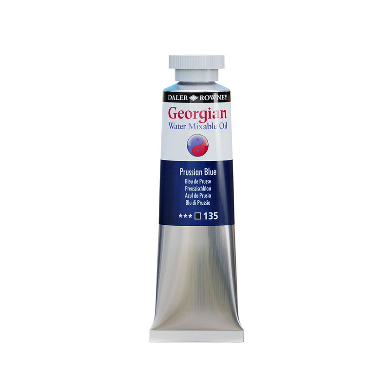 Georgian Water Mixable Oil Paint Prussian Blue 37 ml vattenlöslig oljefärg i tub på vit bakgrund