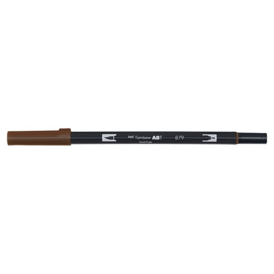 Vattenbaserad penna med två spetsar, en fineliner och en penselspets, Tombow ABT Dual brush Brown