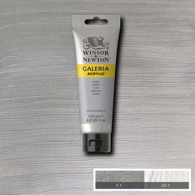 Tub med 120 ml akrylfärg. Winsor & Newton Galeria Silver