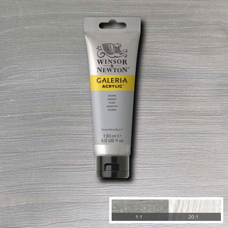 Tub med 120 ml akrylfärg. Winsor & Newton Galeria Silver