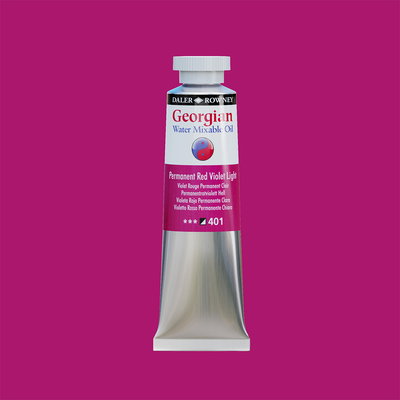 Georgian Water Mixable Oil Paint Permanent Red Violet Light 37 ml vattenlöslig oljefärg i tub på bakgrund i samma färg