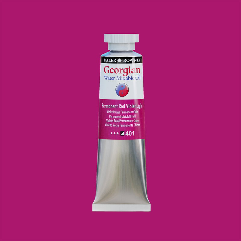 Georgian Water Mixable Oil Paint Permanent Red Violet Light 37 ml vattenlöslig oljefärg i tub på bakgrund i samma färg