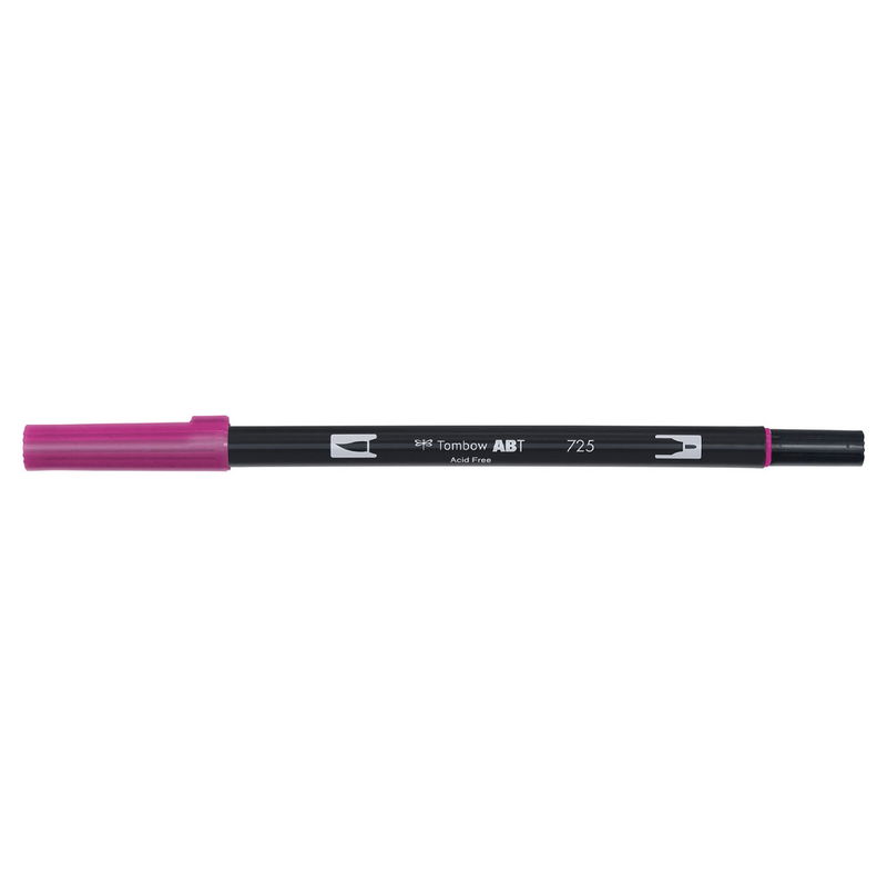 Vattenbaserad penna med två spetsar, en fineliner och en penselspets, Tombow ABT Dual brush Rhodamine Red