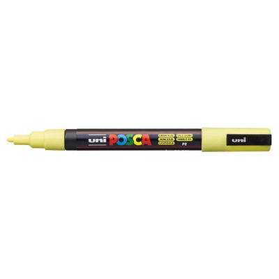Posca PC-3M Sunshine Yellow med spets synlig, öppen marker sedd från sidan